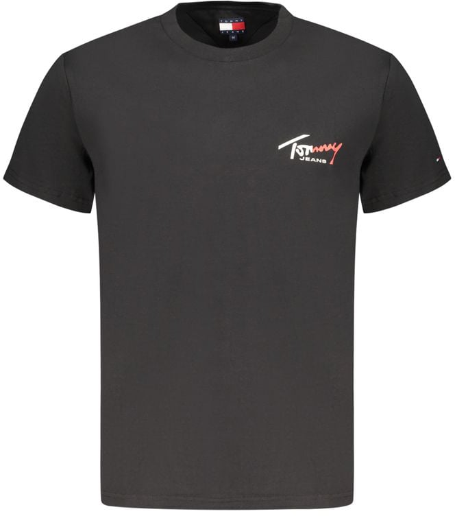 Tommy Hilfiger Black Cotton Men T-Shirt Zwart