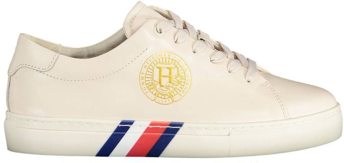 Tommy Hilfiger Beige Leather Women Sneaker Beige