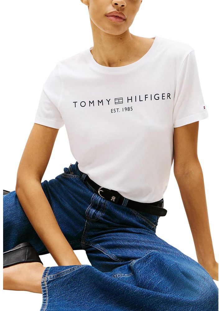 Tommy Hilfiger White Recycled Cotton T-Shirt Wit