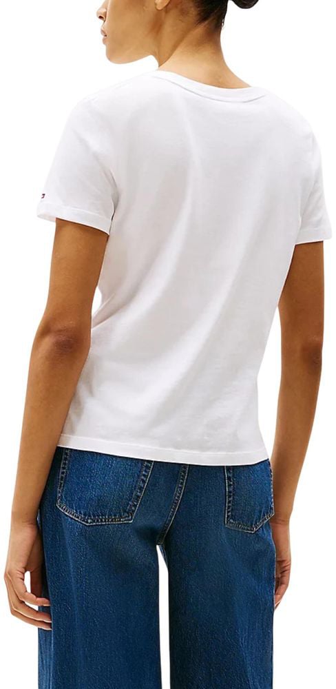 Tommy Hilfiger White Recycled Cotton T-Shirt Wit