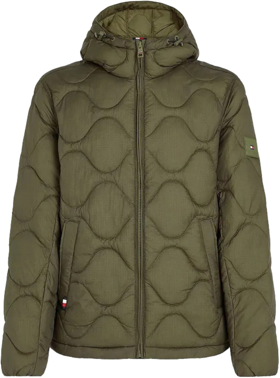 Tommy Hilfiger Quilted Green Jacket With Hood Grijs