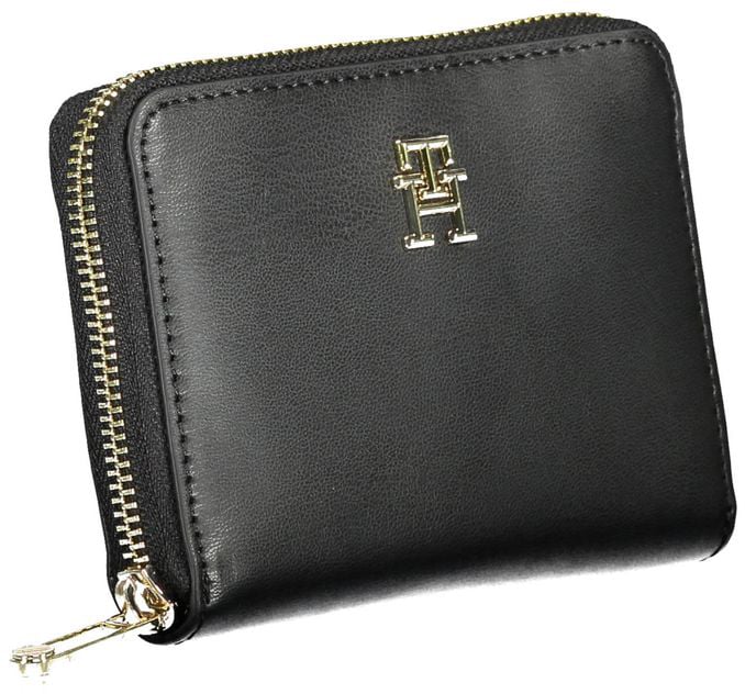 Tommy Hilfiger Black Polyurethane Women Wallet Zwart