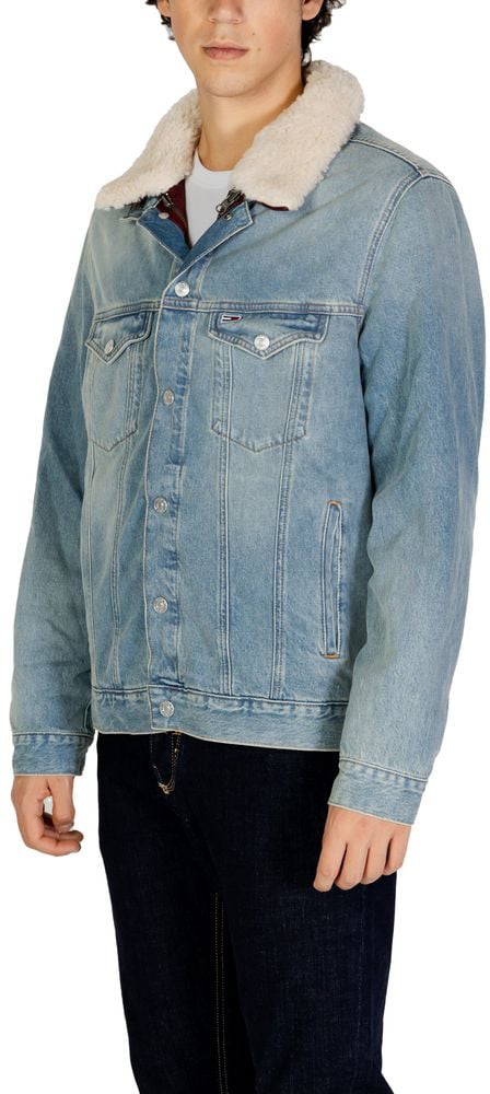 Tommy Hilfiger Jeans Light Blue Cotton Denim Jacket Blauw