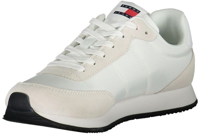 Tommy Hilfiger White Beige Polyester Men Sneaker Beige