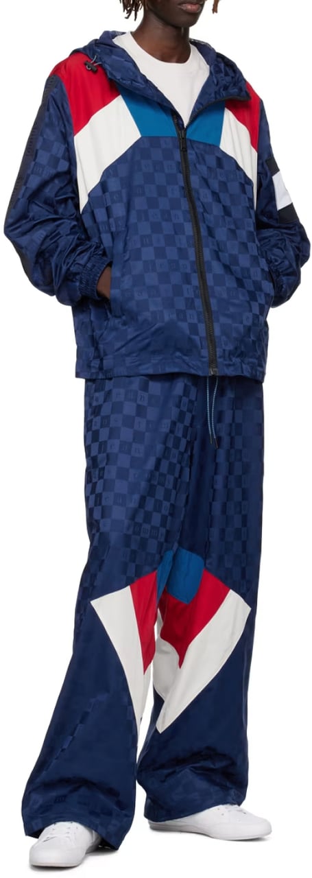 Tommy Hilfiger Checkerboard Colour-blocked Hooded Track Jacket Blauw