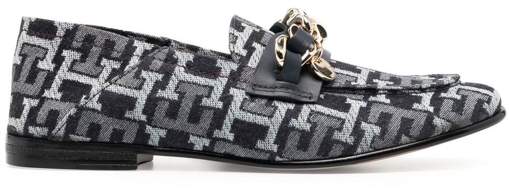 Tommy Hilfiger Chain Detail Monogram Denim Loafers Divers