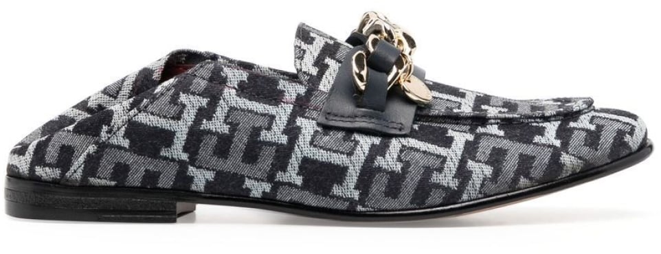 Tommy Hilfiger Chain Detail Monogram Denim Loafers Divers