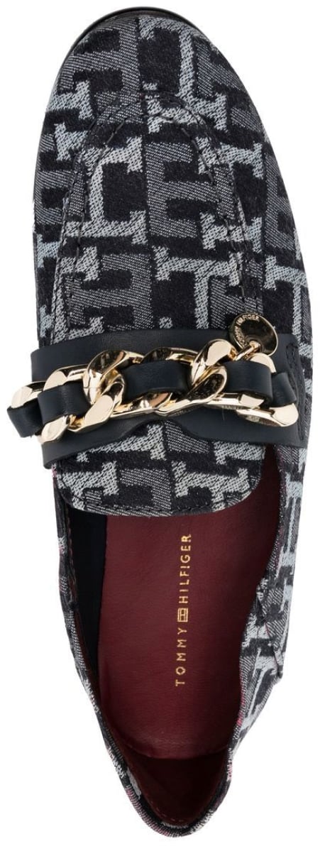 Tommy Hilfiger Chain Detail Monogram Denim Loafers Divers