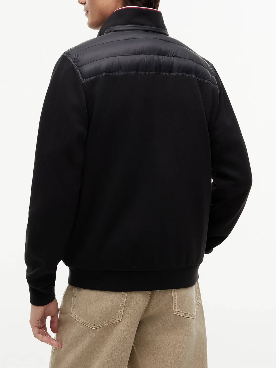 Tommy Hilfiger Quilted Casual Jacket With Stand Collar And Contrasting Stripes Zwart