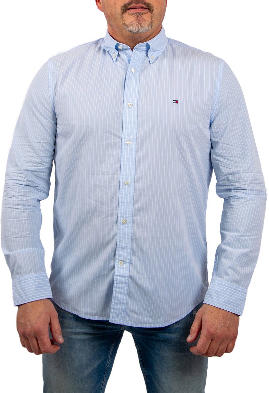 Tommy Hilfiger Core Hairline Poplin RF Shirt Blauw