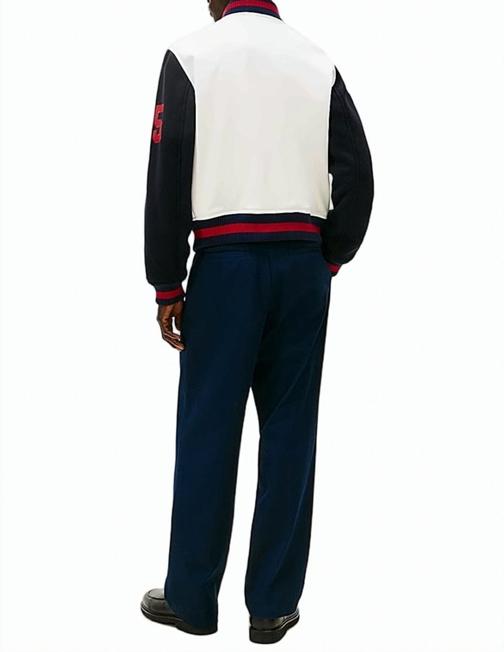 Tommy Hilfiger Leather Wool College Bomber Jacket Wit