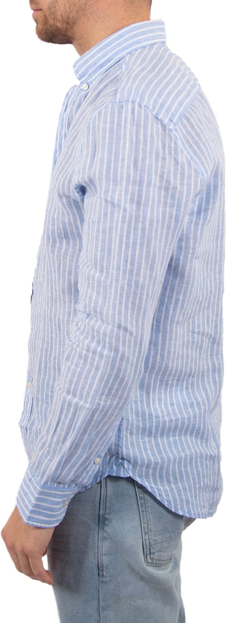 Tommy Hilfiger Linen Bengal Stripe RF Shirt Blauw