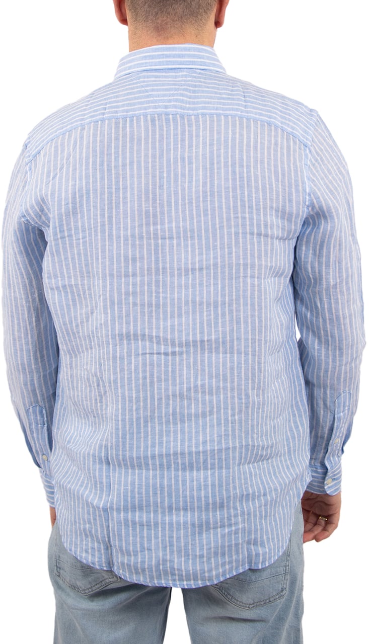 Tommy Hilfiger Linen Bengal Stripe RF Shirt Blauw