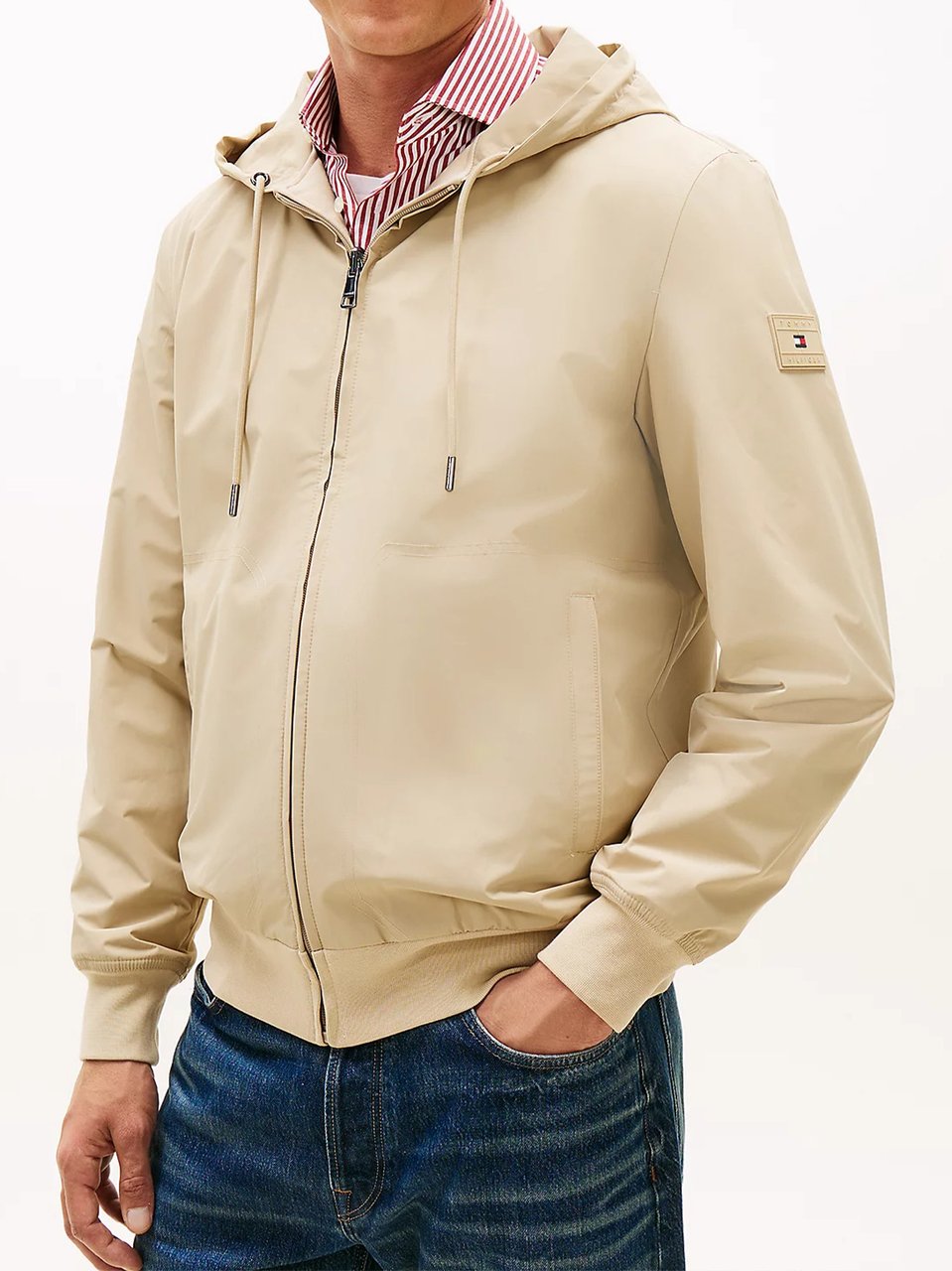 Tommy Hilfiger Beige Reversible Hdd Zip Cotton Hoodie Neutraal