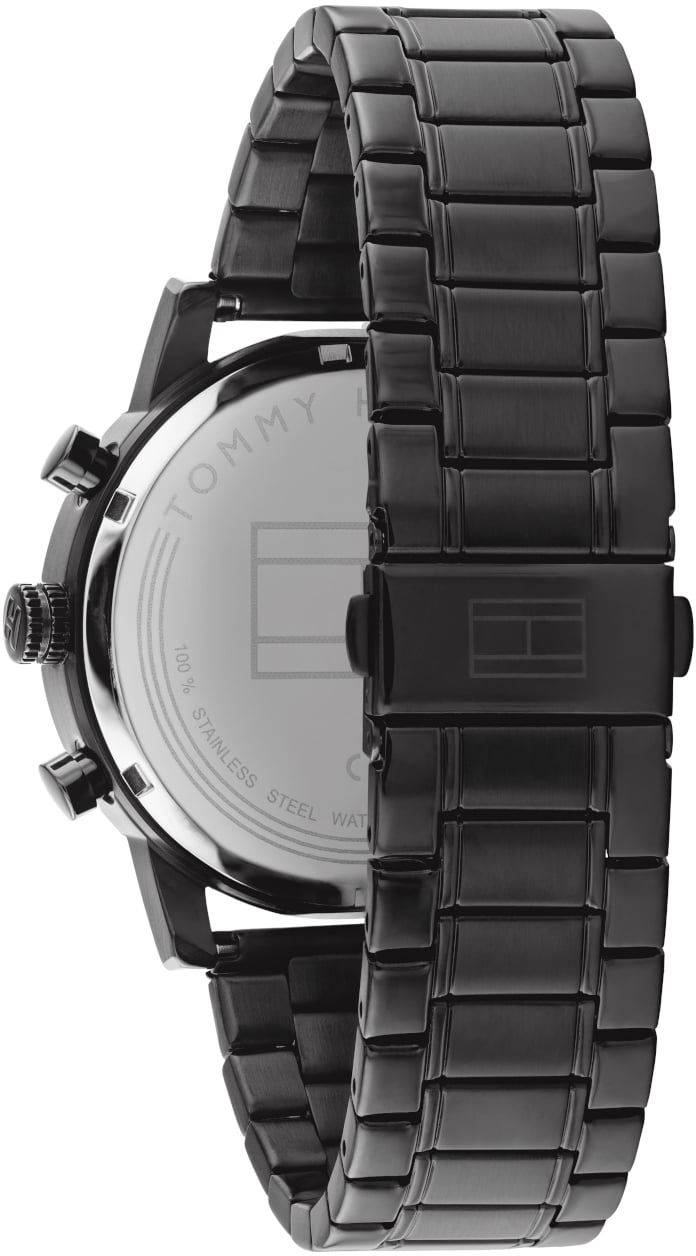 Tommy Hilfiger TH Sullivan hrn stl zw stl zw 44mm Zwart