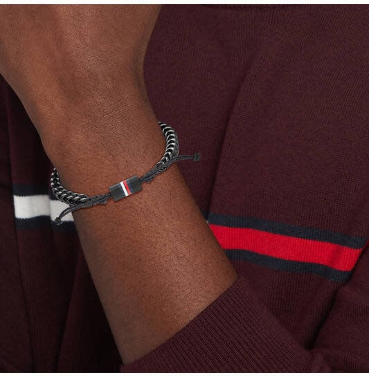 Tommy Hilfiger Tommy Hilfiger Jewels TJ2790513 Armband Heren Staal Nylon 19,5cm Zwart