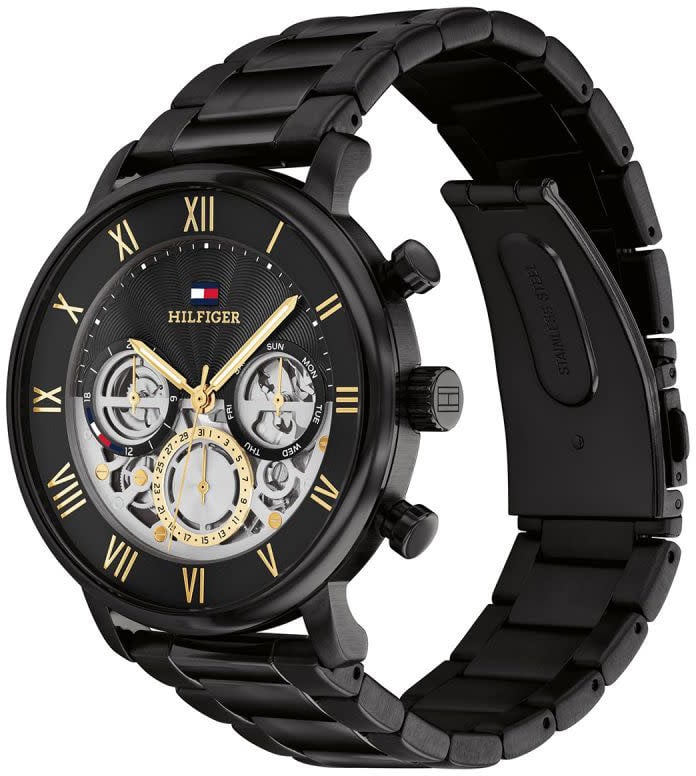 Tommy Hilfiger Tommy Hilfiger Horloge TH1710706 Legend Zwarte Band met Zwart/Grijze Wijzerplaat Quartz 44mm Zwart