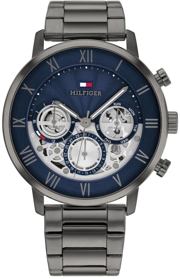Tommy Hilfiger Tommy Hilfiger Horloge TH1710707 Legend Grijze Band met Blauwe Wijzerplaat 44mm Donkergrijs