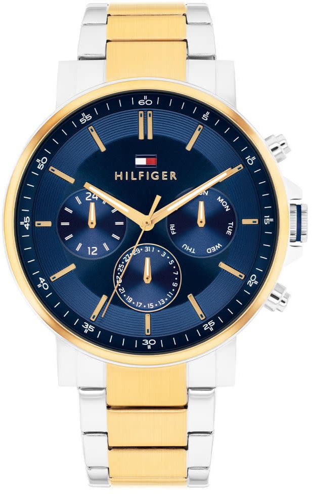 Tommy Hilfiger Tommy Hilfiger Horloge TH1710710 Tyson Bi-Color met Blauwe Wijzerplaat Quartz 43mm Goud