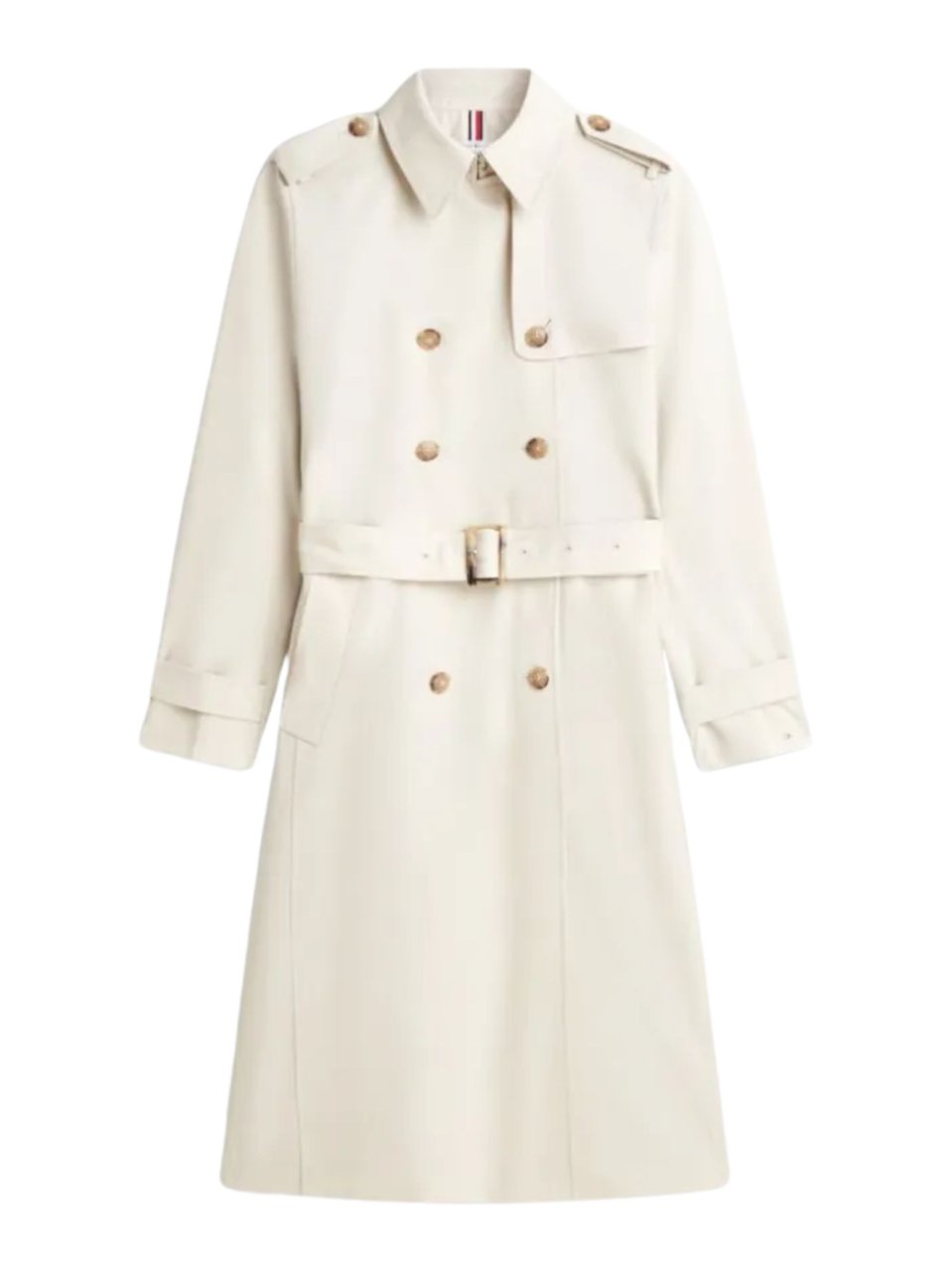 Tommy Hilfiger White Gold Tone Button Trench Coat Neutraal