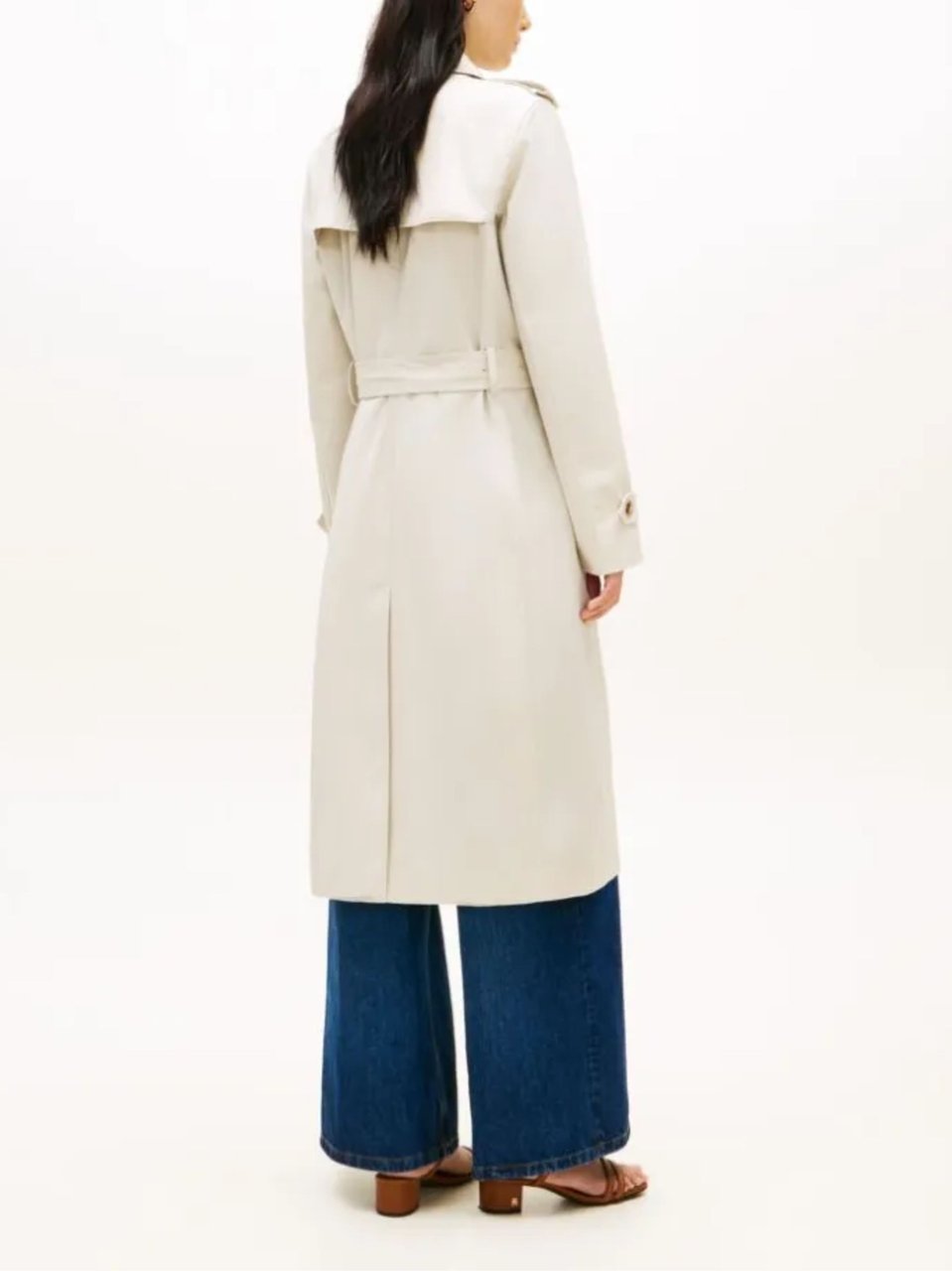 Tommy Hilfiger White Gold Tone Button Trench Coat Neutraal