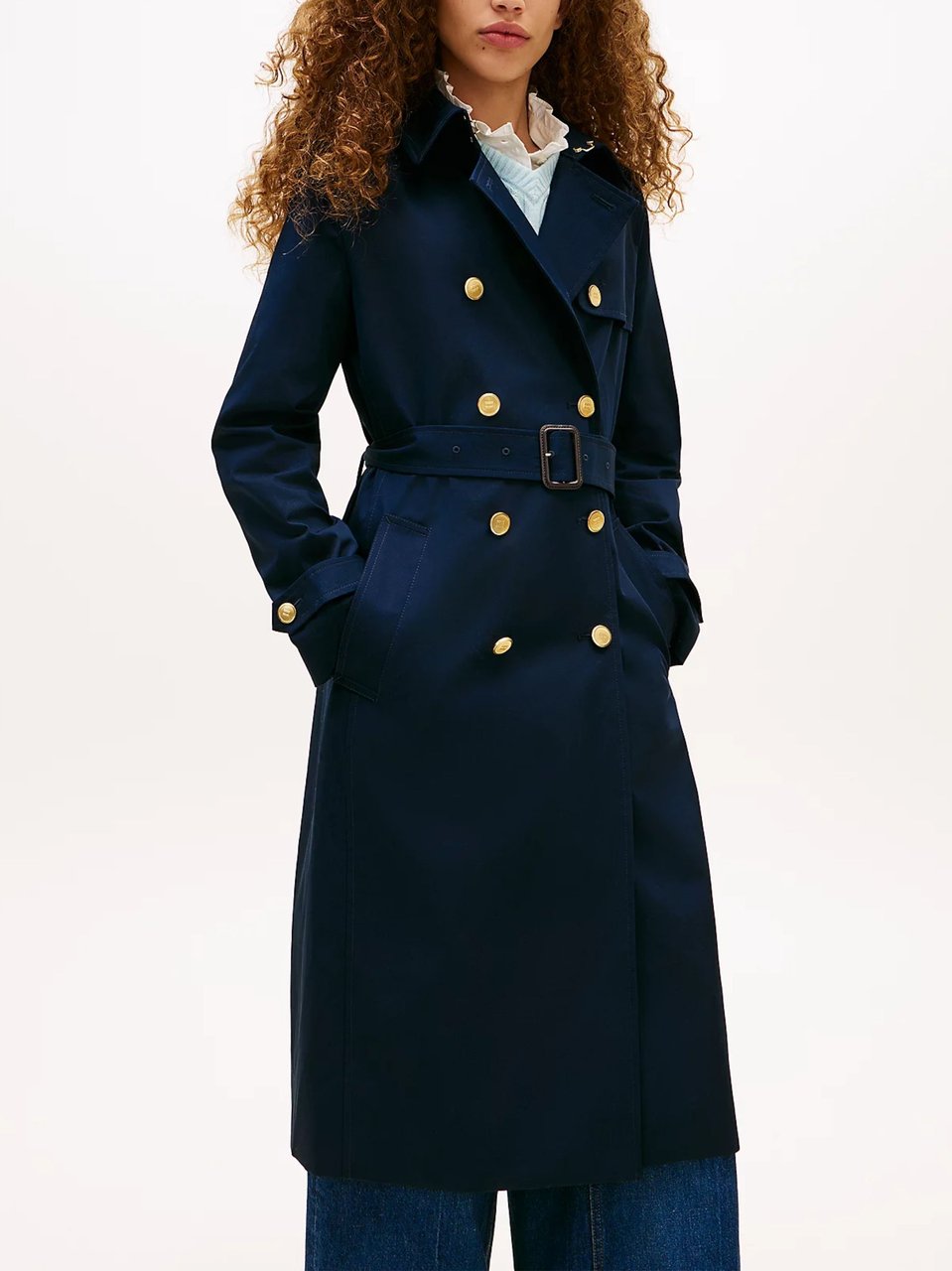Tommy Hilfiger Slim Fit Black Trench Coat Zwart