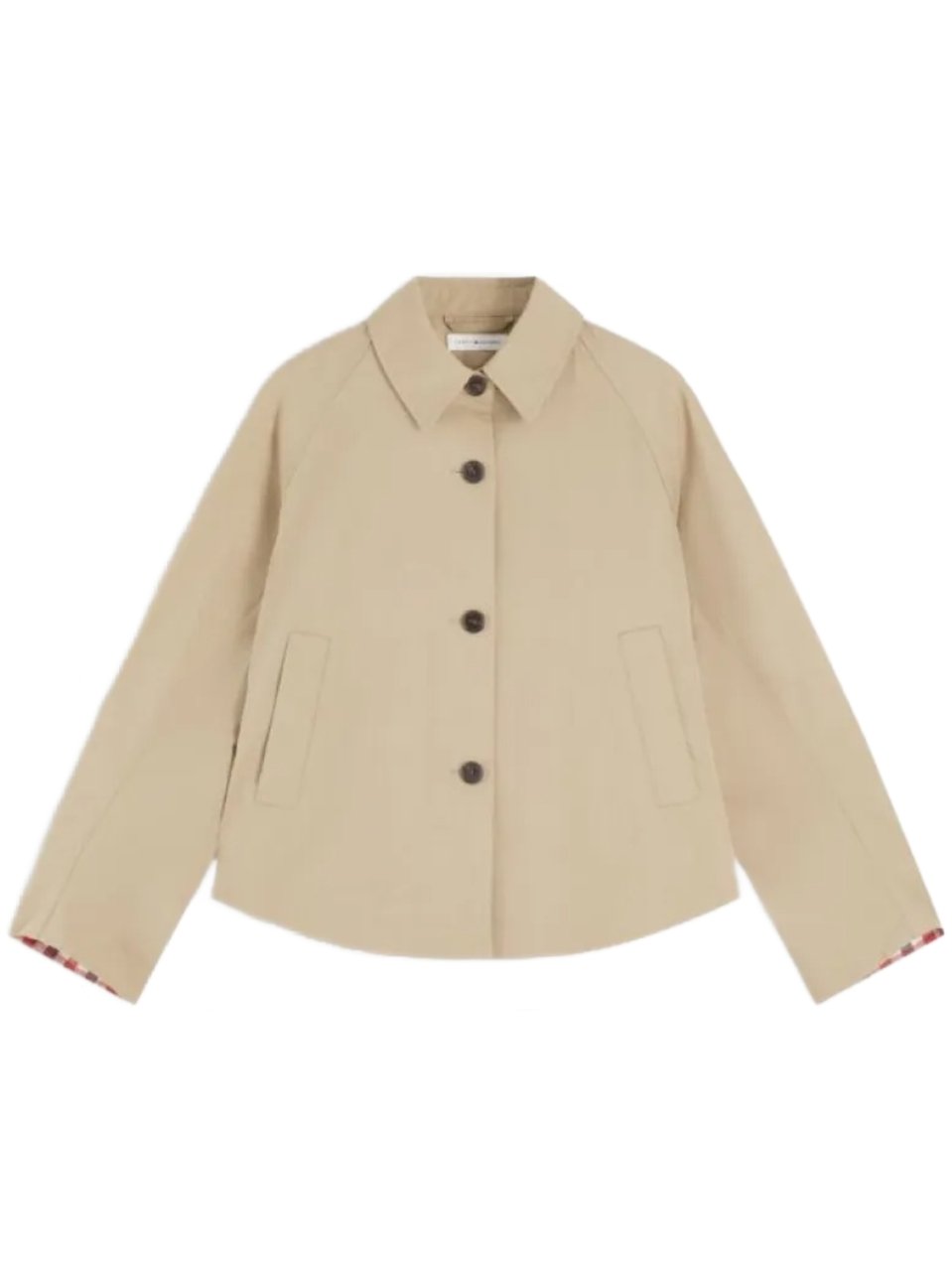 Tommy Hilfiger Boxy Silhouette Short Jacket With Classic Collar Neutraal