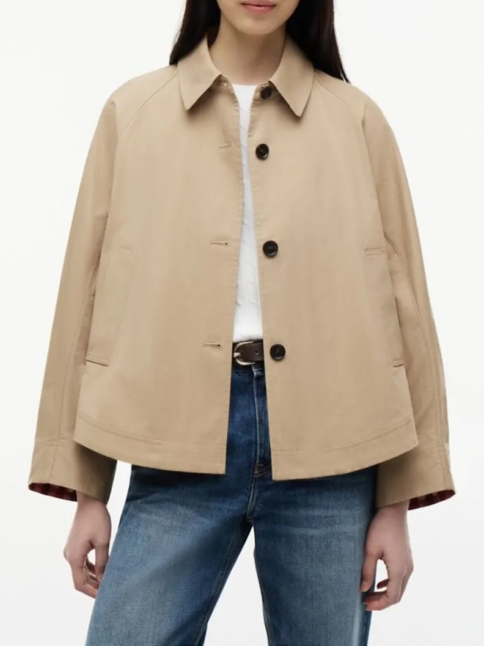 Tommy Hilfiger Boxy Silhouette Short Jacket With Classic Collar Neutraal