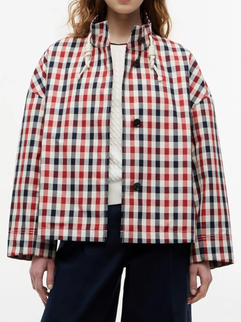 Tommy Hilfiger Check Cotton Short Parka Rood