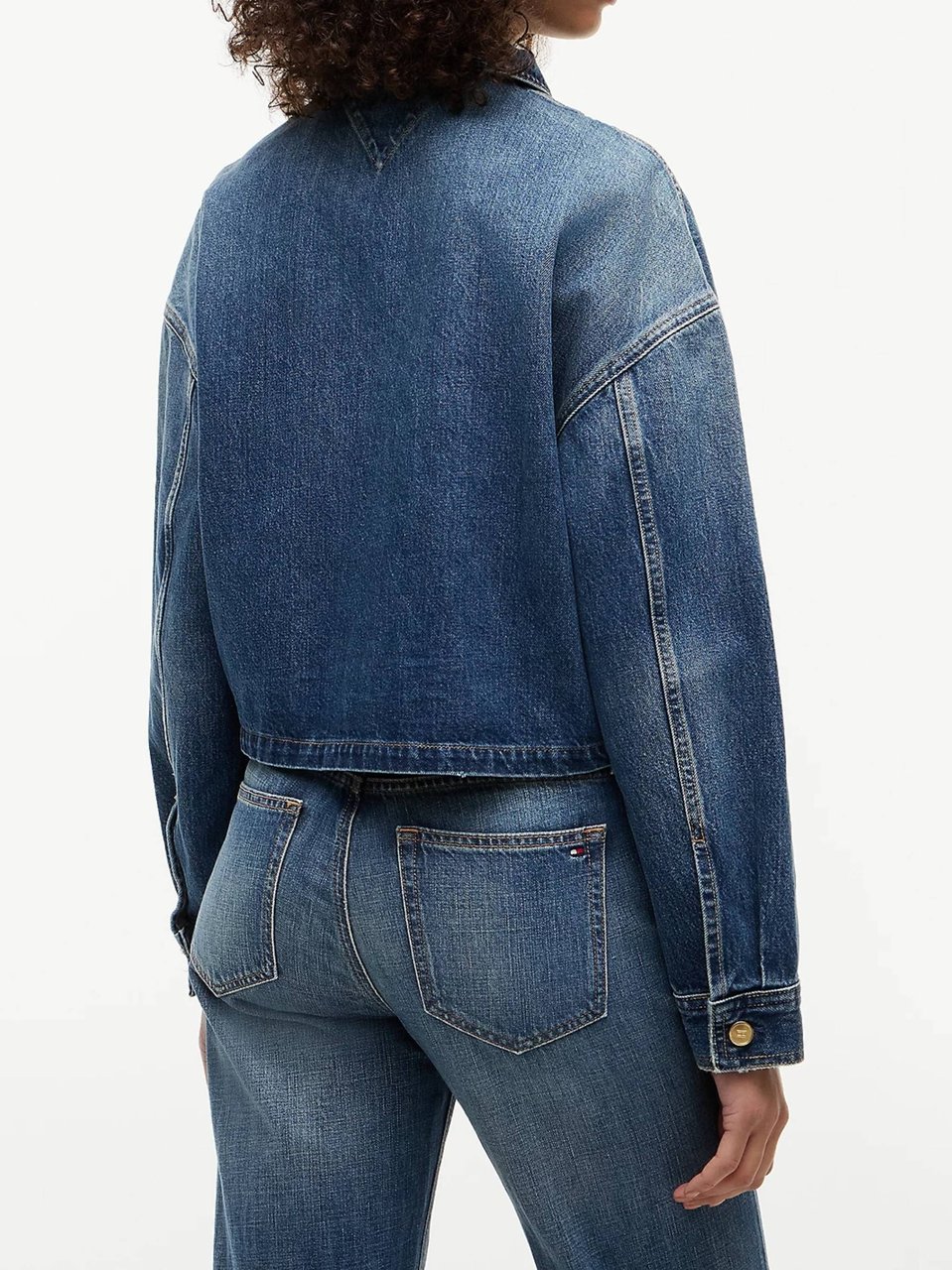 Tommy Hilfiger Faded Blue Cropped Jacket Denim Jacket Grijs
