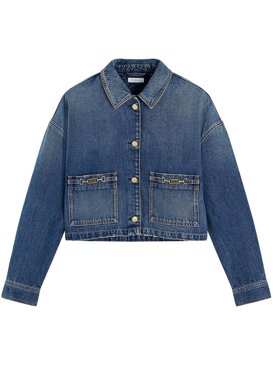 Tommy Hilfiger Faded Blue Cropped Jacket Denim Jacket Grijs