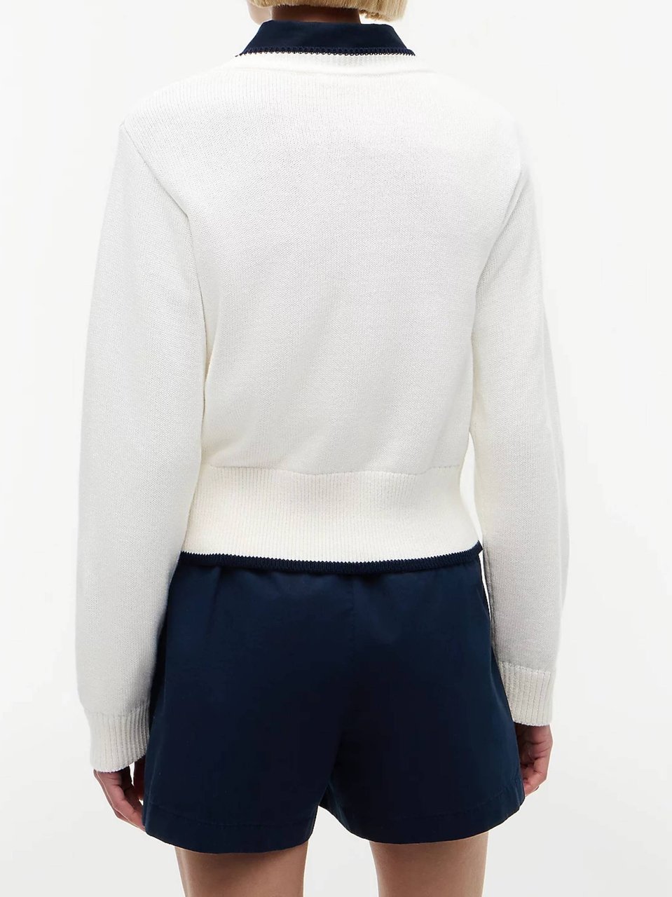 Tommy Hilfiger White Knit Embroidered Cropped Sweater Wit