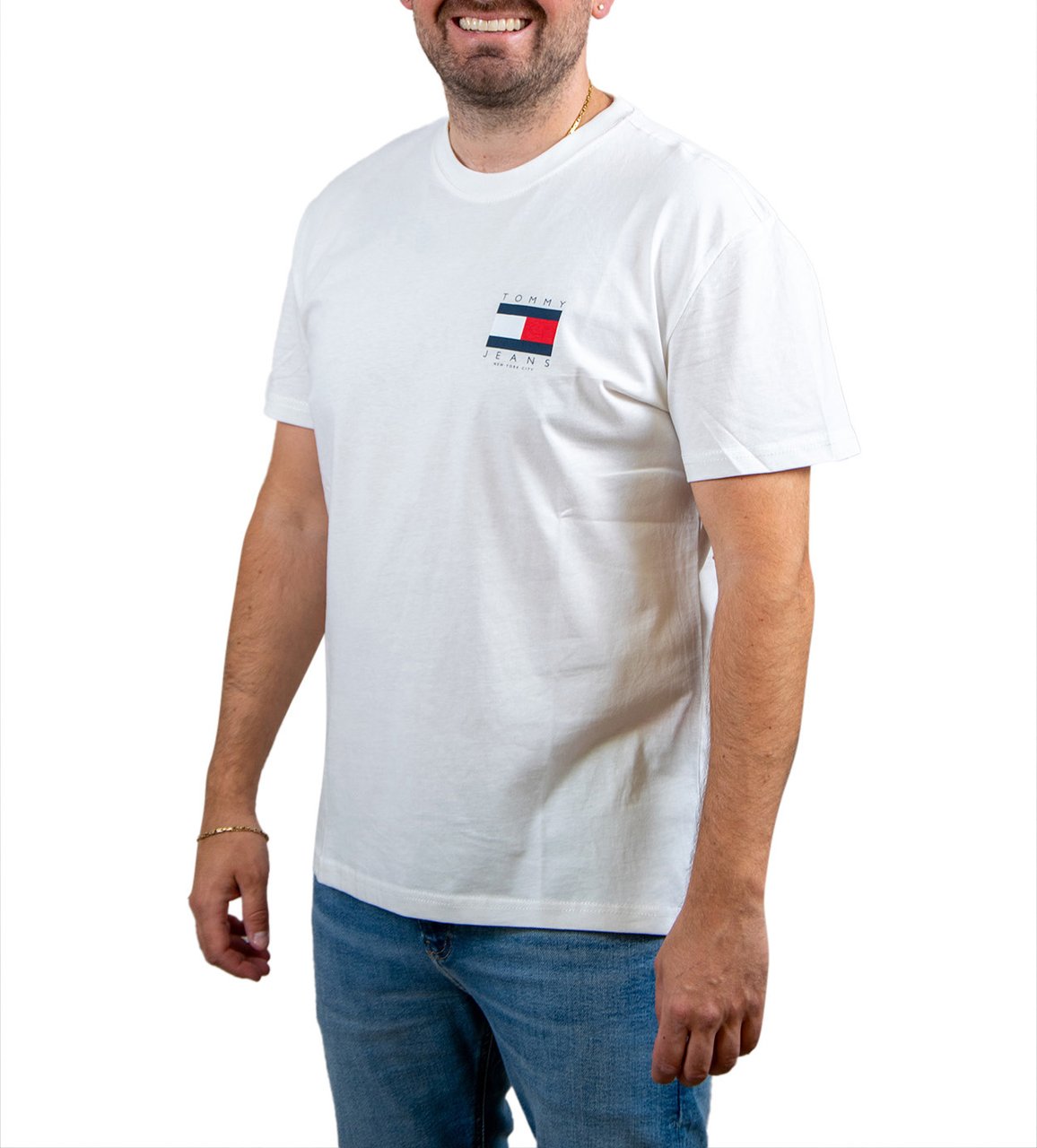 Tommy Jeans TJM Reg Flag Graph Bckprnt T Ext Wit