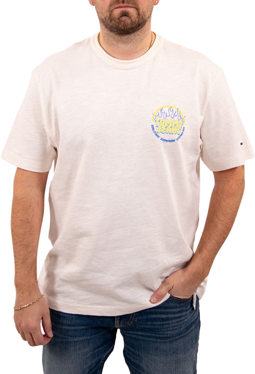Tommy Jeans Rlx Bubble Flame SS Tee Wit