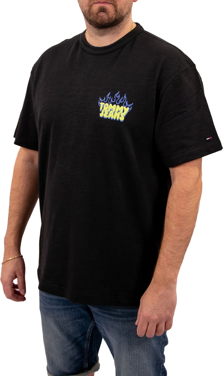 Tommy Jeans Rlx Bubble Flame SS Tee Zwart