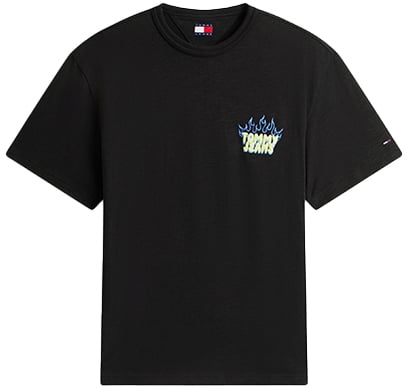 Tommy Jeans Rlx Bubble Flame SS Tee Zwart