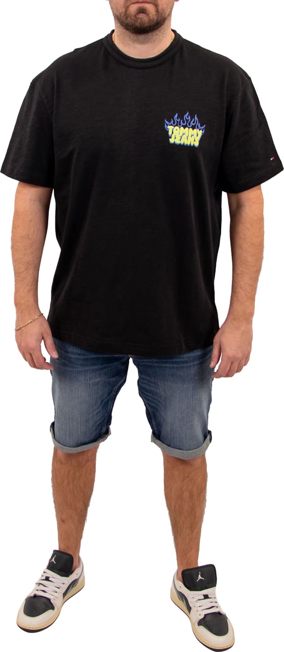 Tommy Jeans Rlx Bubble Flame SS Tee Zwart