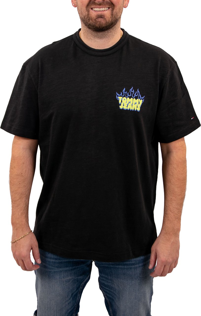 Tommy Jeans Rlx Bubble Flame SS Tee Zwart