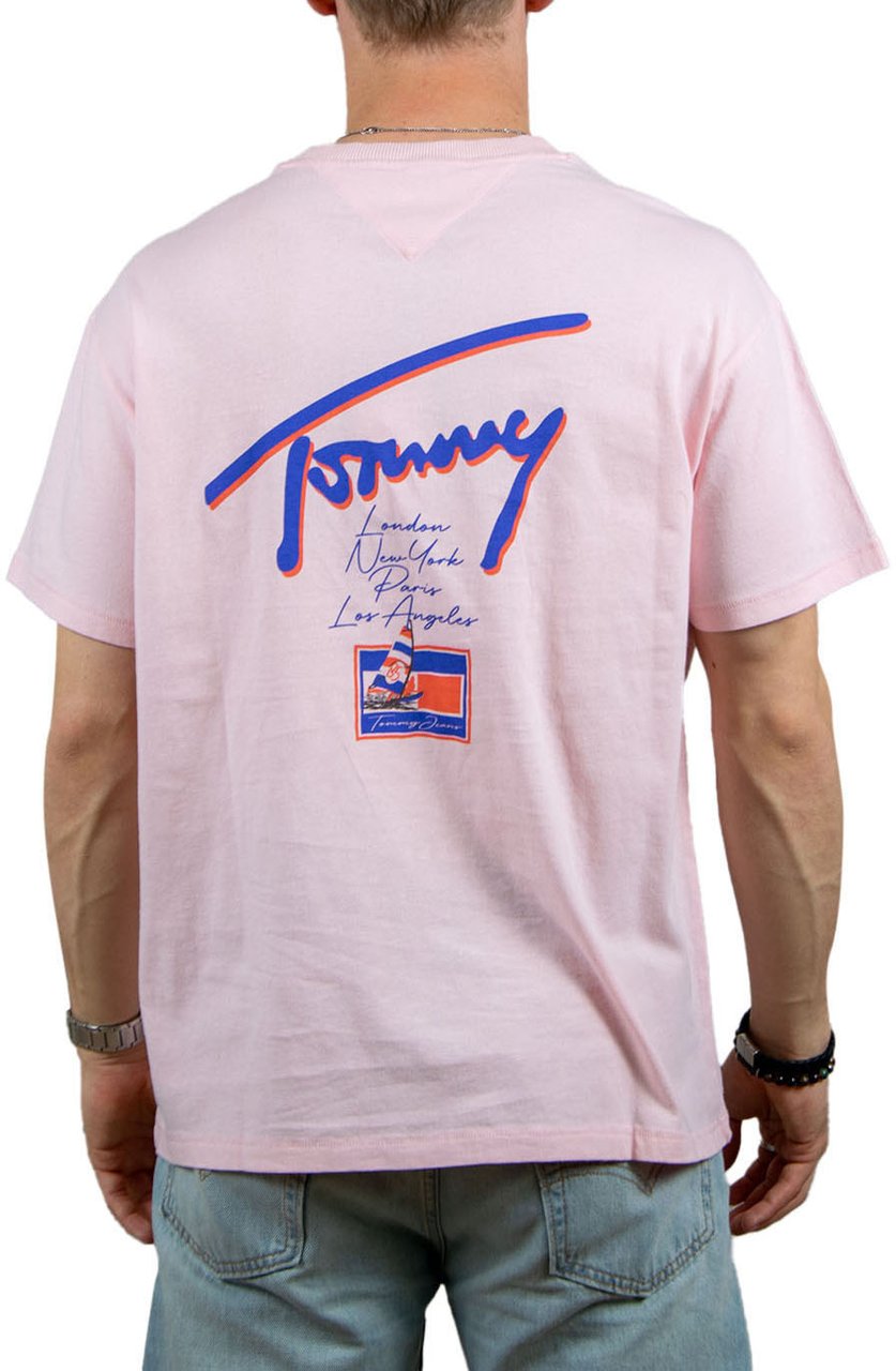 Tommy Jeans RLX Faded Graphic Tee Roze
