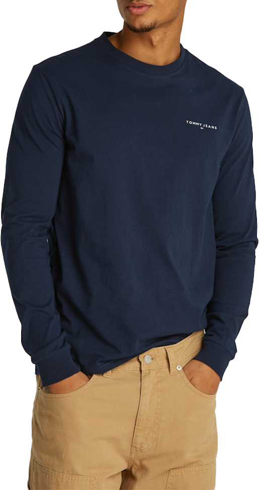 Tommy Jeans Tommy Jeans Slim Linear Chest LS Tee Ext Blauw
