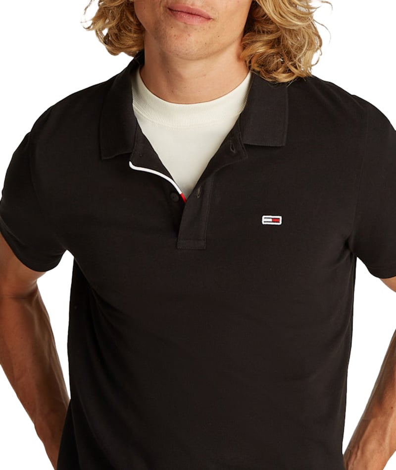 Tommy Jeans Tommy Jeans Slim Placket Polo EXT Zwart