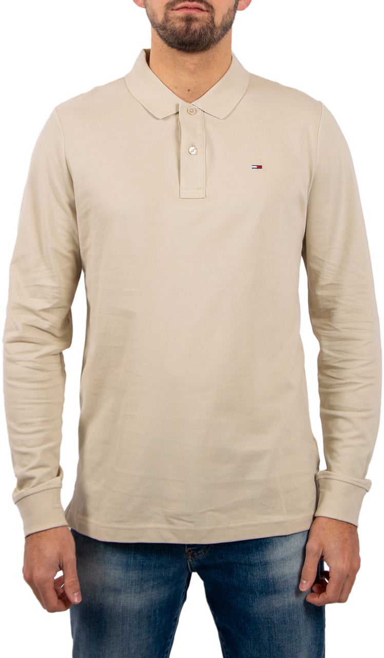 Tommy Jeans Slim Placket Polo LS Ext Beige