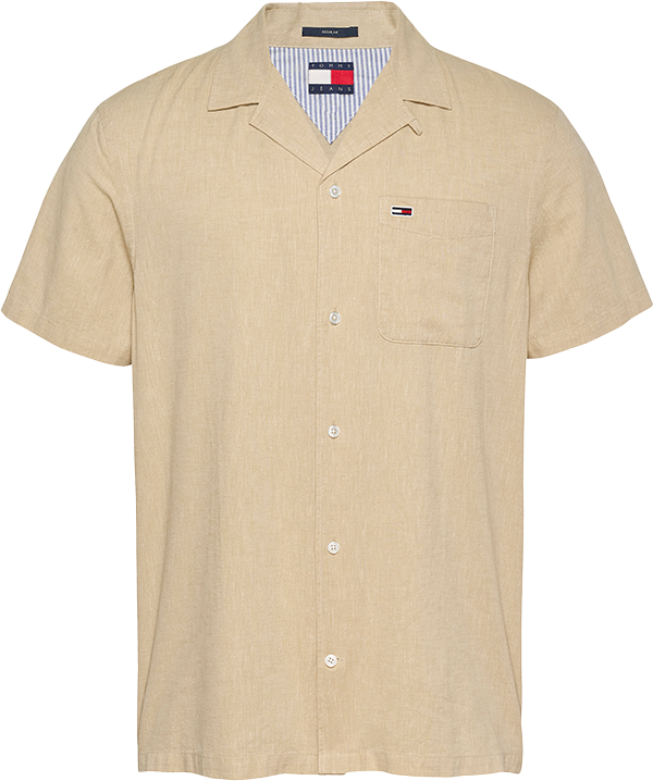 Tommy Jeans Tommy Jeans Linen Blend Camp SS Shirt Beige