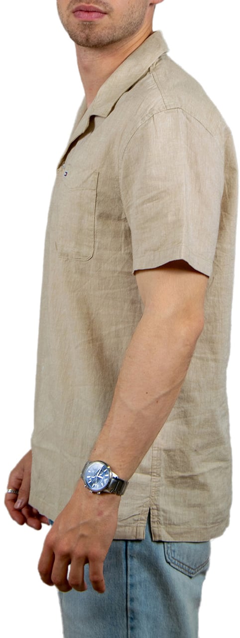 Tommy Jeans Tommy Jeans Linen Blend Camp SS Shirt Beige