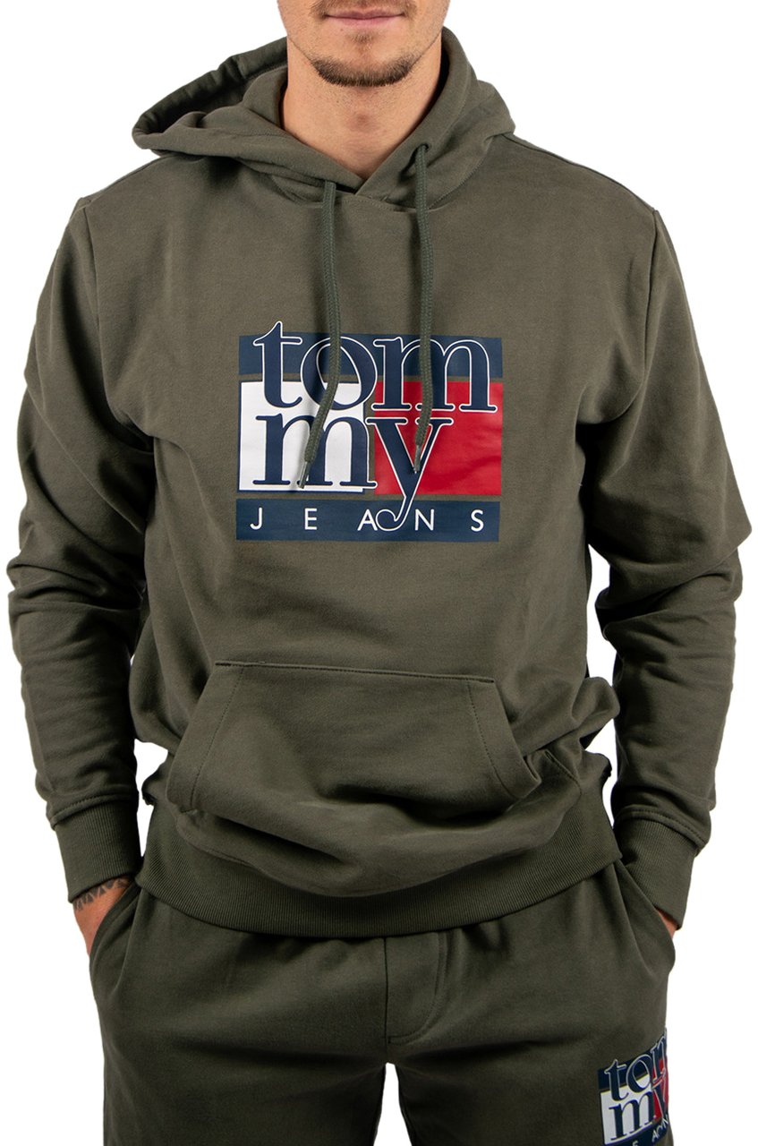 Tommy Jeans Reg Font Flag Hoodie EXT Groen