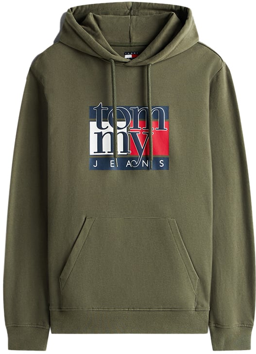 Tommy Jeans Reg Font Flag Hoodie EXT Groen