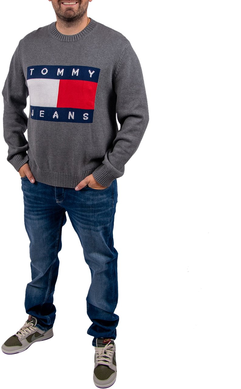 Tommy Jeans Tommy Jeans Reg Melange Flag Sweater Zwart