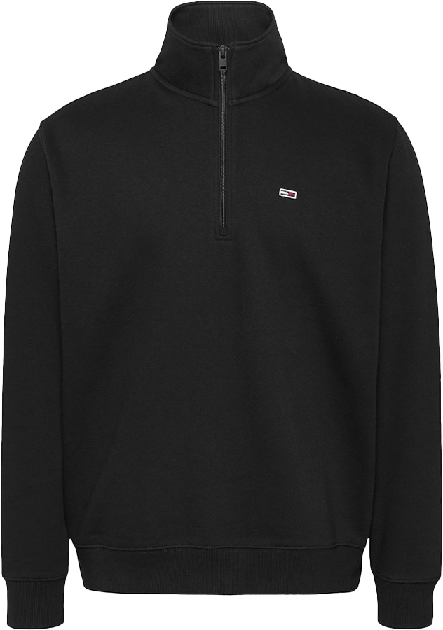 Tommy Jeans Tommy Jeans Reg Fleece 1/4Zip Mock Neck Zwart