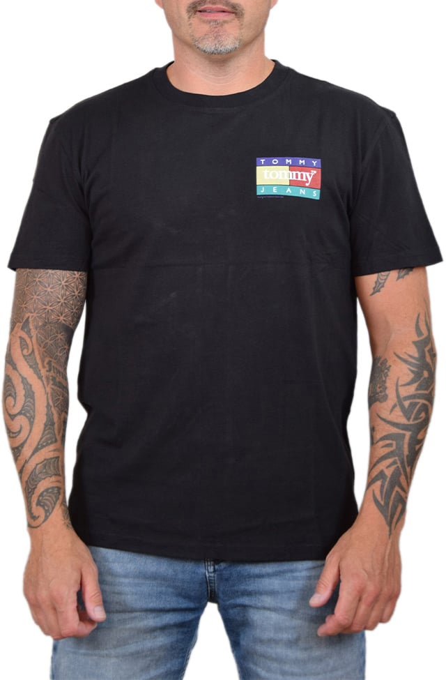 Tommy Jeans Reg Pop Color Flag Tee Ext Zwart