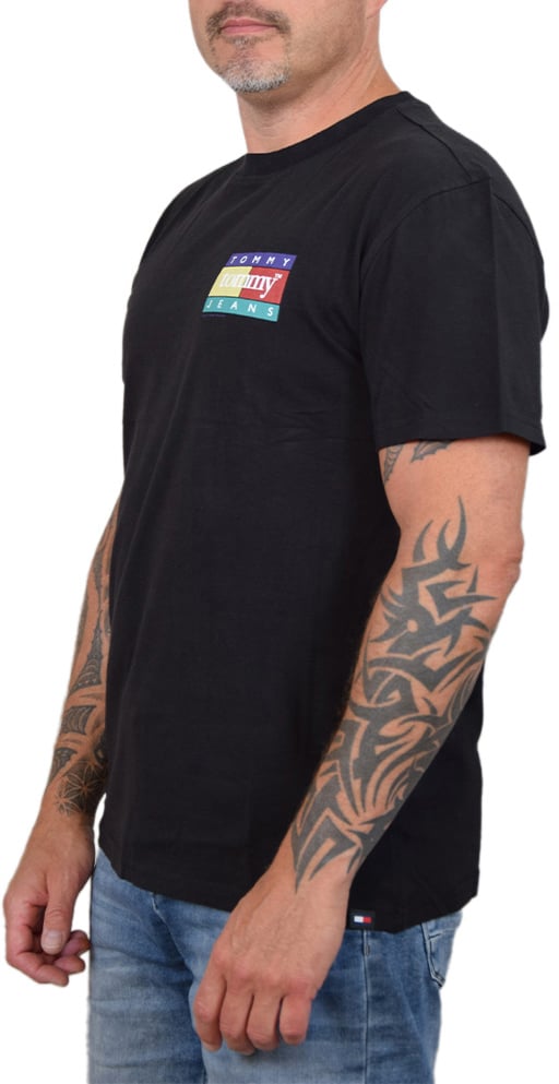 Tommy Jeans Reg Pop Color Flag Tee Ext Zwart